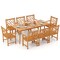 9 Piece Outdoor Dining Set Acacia Wood Table and 8 Armchairs with Umbrella Hole Natural